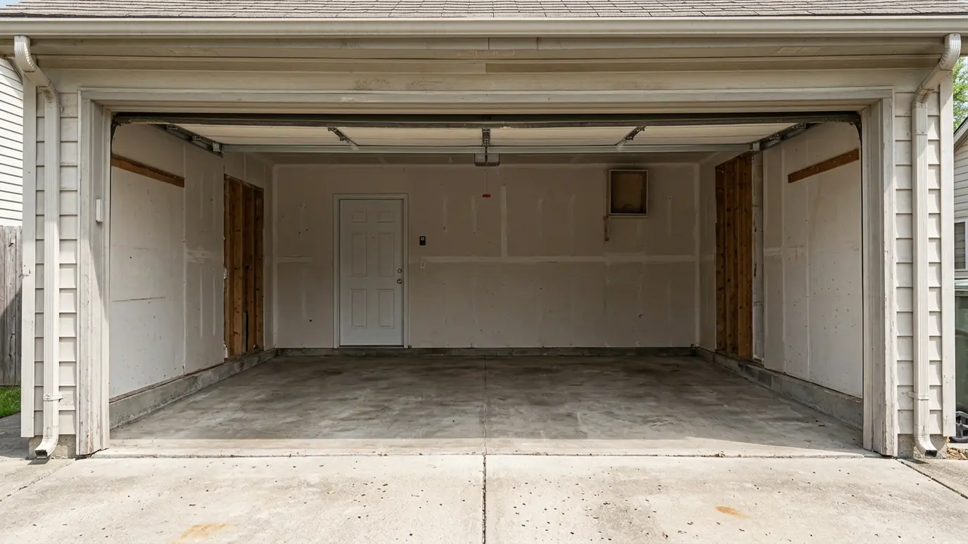 After: Garage cleanout | Music City Junk After: a two-car garage with an empty, swept garage with room for the car