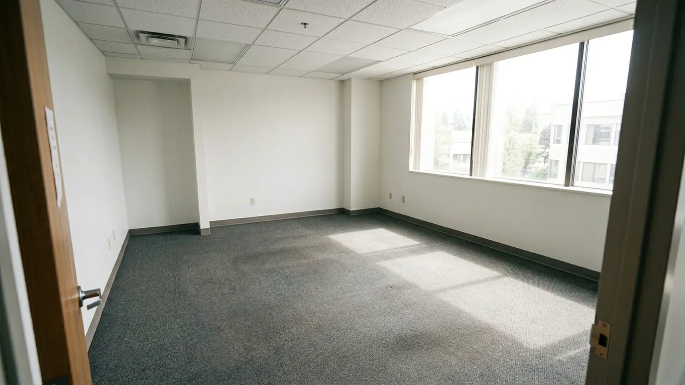 After: Office cleanout | Music City Junk After: a small office suite with an empty, swept office ready for the landlord